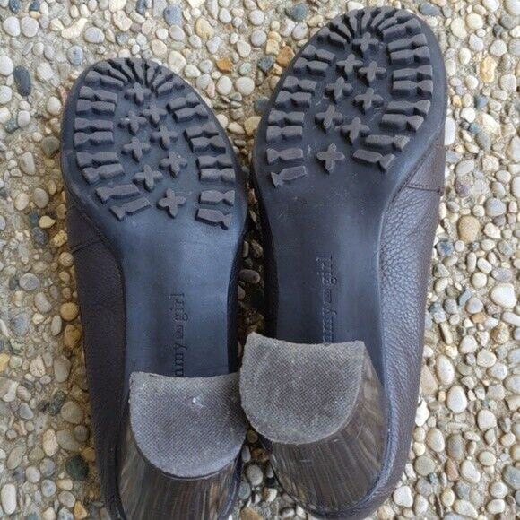 Tommy Girl Chunky Heel Leather Upper Pumps - Brown - Size 6 - Picture 6 of 8